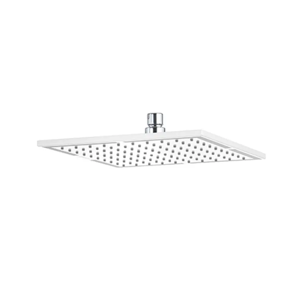 Kludi Duschkopf in quadratischer Form mit flachem Design, Oberfläche in Chrom und Weiß, geeignet für moderne Badezimmerinstallationen.